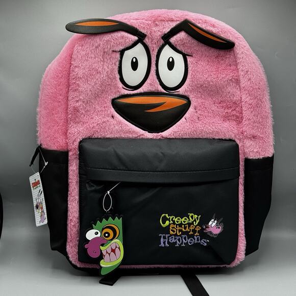 Bioworld Handbags - Courage The Cowardly Dog Courage Pink Fuzzy Backpack NEW